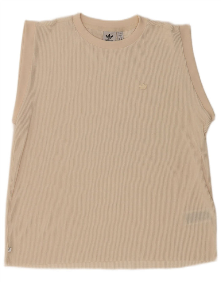 Adidas Damen Übergroßes Weste-Top UK 8 Small Beige Polyester