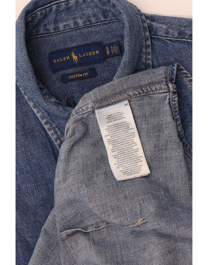 Ralph Lauren Herren-Jeanshemd mit individueller Passform, Größe S, Blau, Baumwolle