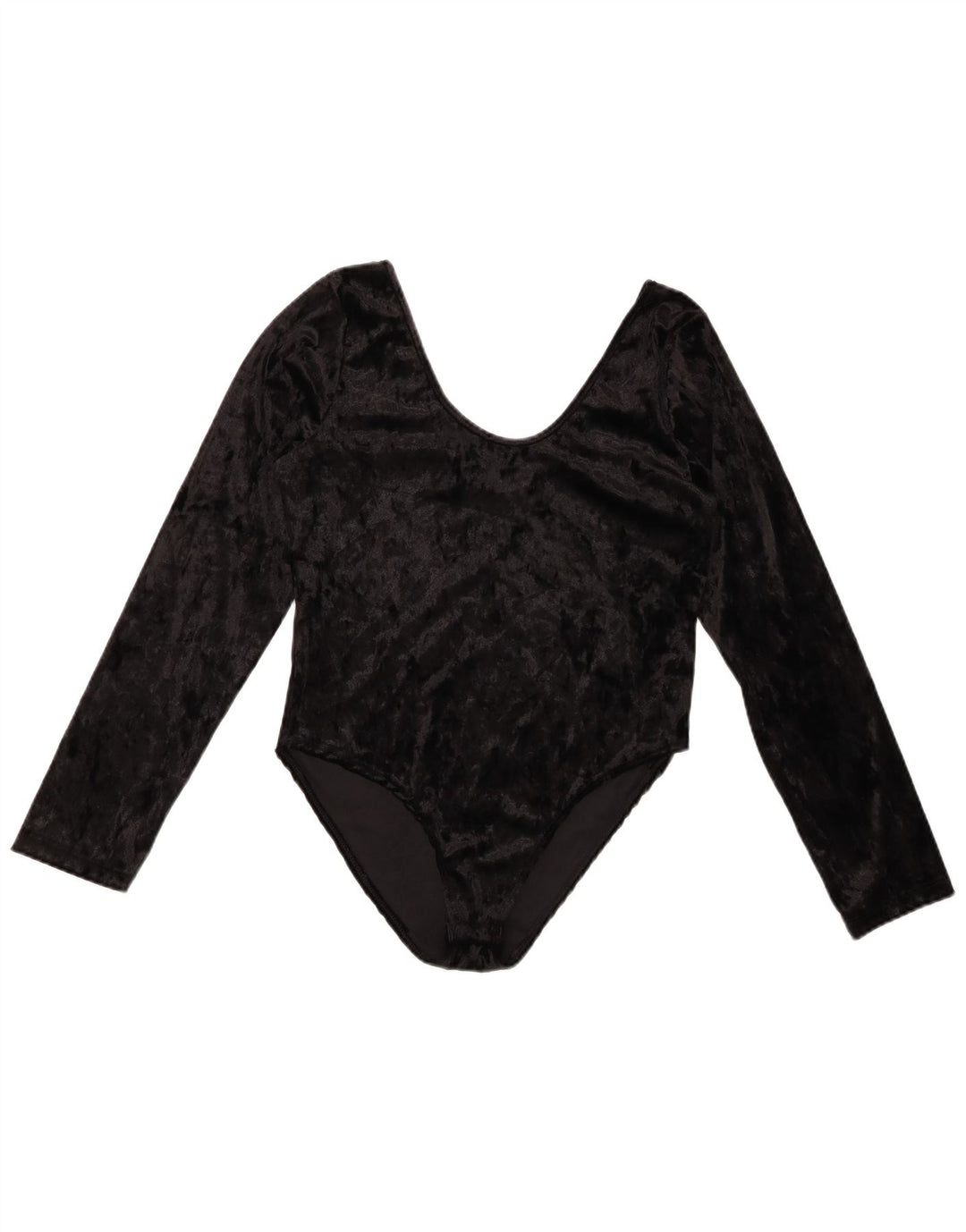 VINTAGE Damen-Body aus Velours mit langen Ärmeln, UK 10, Größe S, Schwarz, Polyester