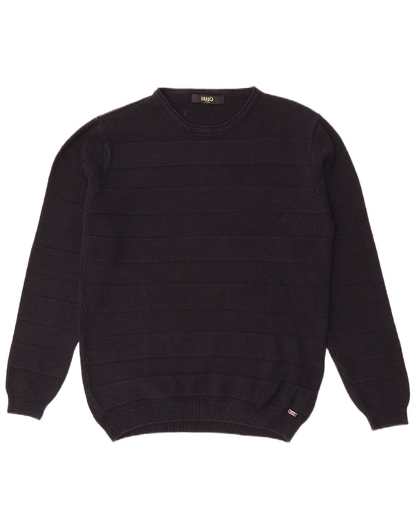 Liu Jo Herren-Pullover mit Rundhalsausschnitt, XL, Marineblau gestreift