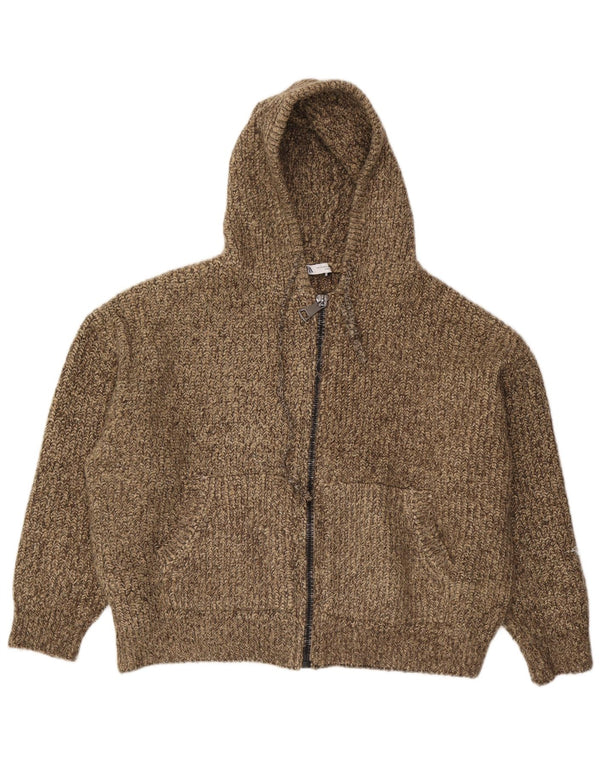 Zara Damen-Strickjacke mit Kapuze, übergroß, Gr. 6, XS, Beige gefleckt