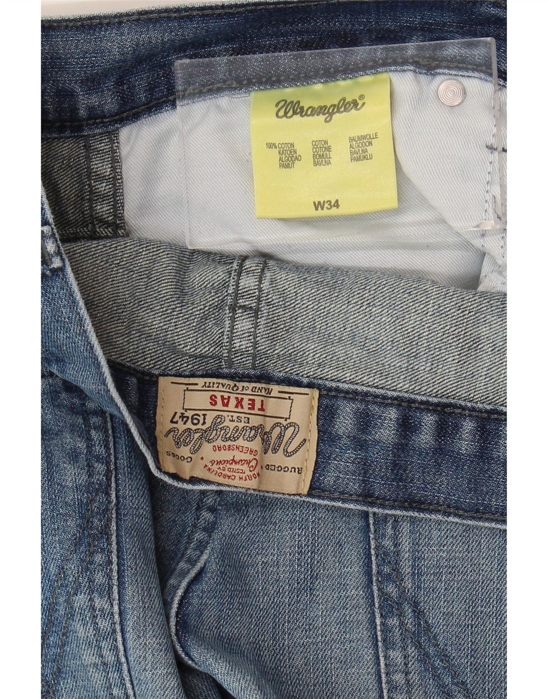 WRANGLER Herren Texas Straight Jeans W34 L31 Blaue Baumwolle