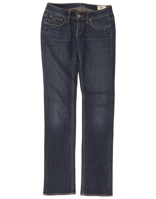 G-Star Damen 3301 Slim Jeans W26 L32 Blaue Baumwolle