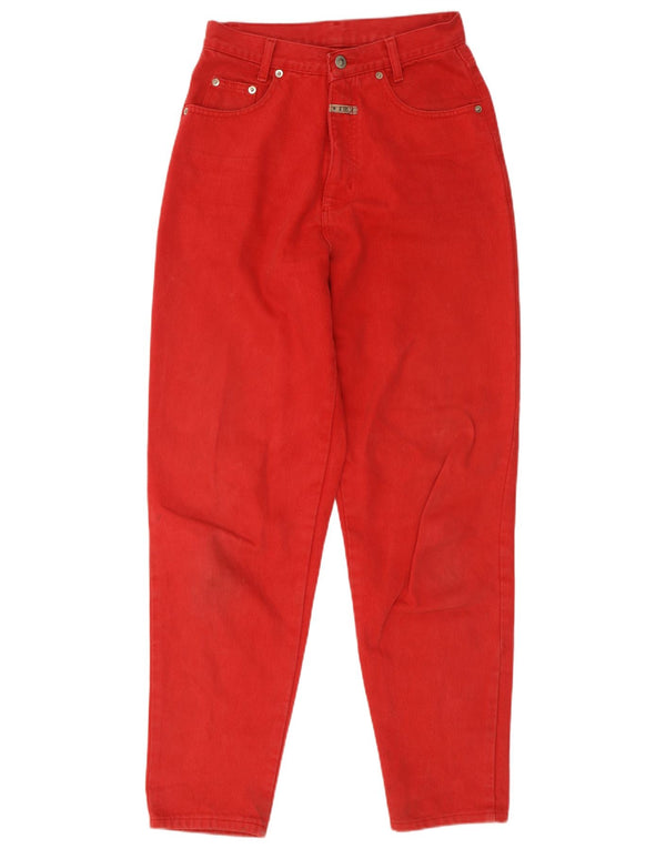 Vintage Damen High Waist Tapered Jeans IT 44 Medium W26 L30 Rote Baumwolle