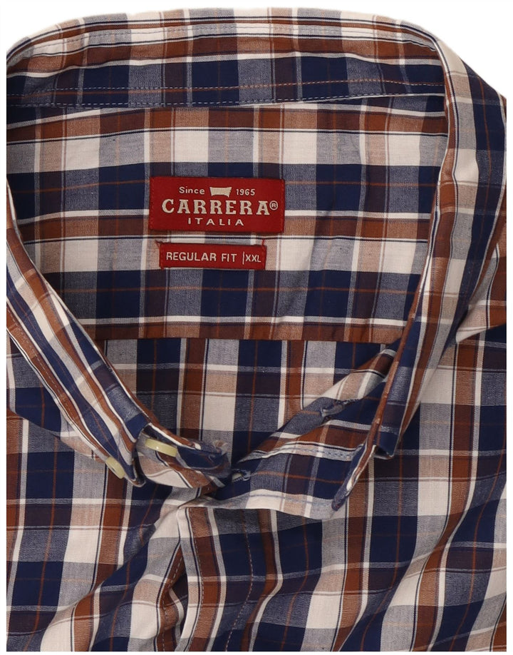 Carrera Herren Kurzarm-Hemd mit normaler Passform, 2XL, Marineblau kariert