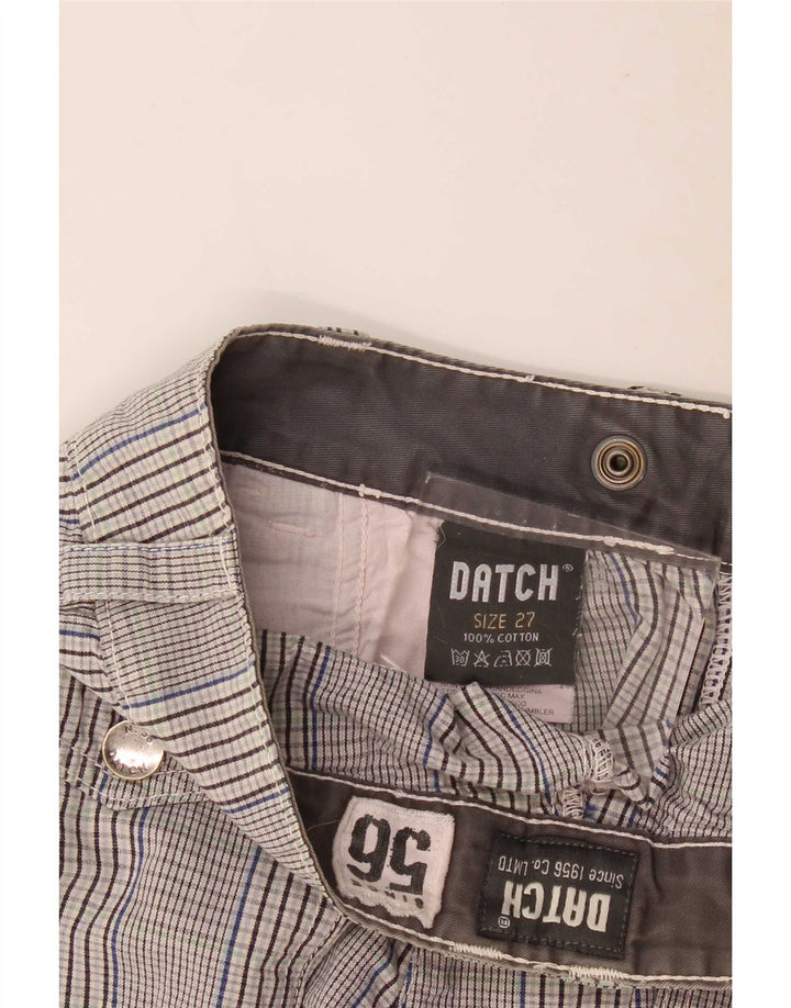 Datch Damen-Chinoshorts, Größe S, Größe W27, grau karierte Baumwolle