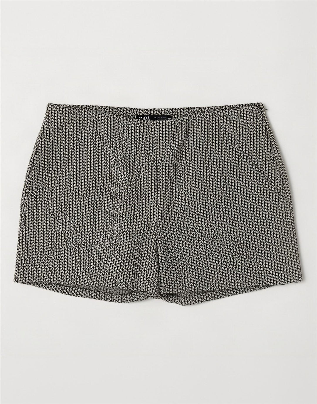Zara Damen-Hotpants mit hoher Taille, Größe L, W30, Beige, geometrisch