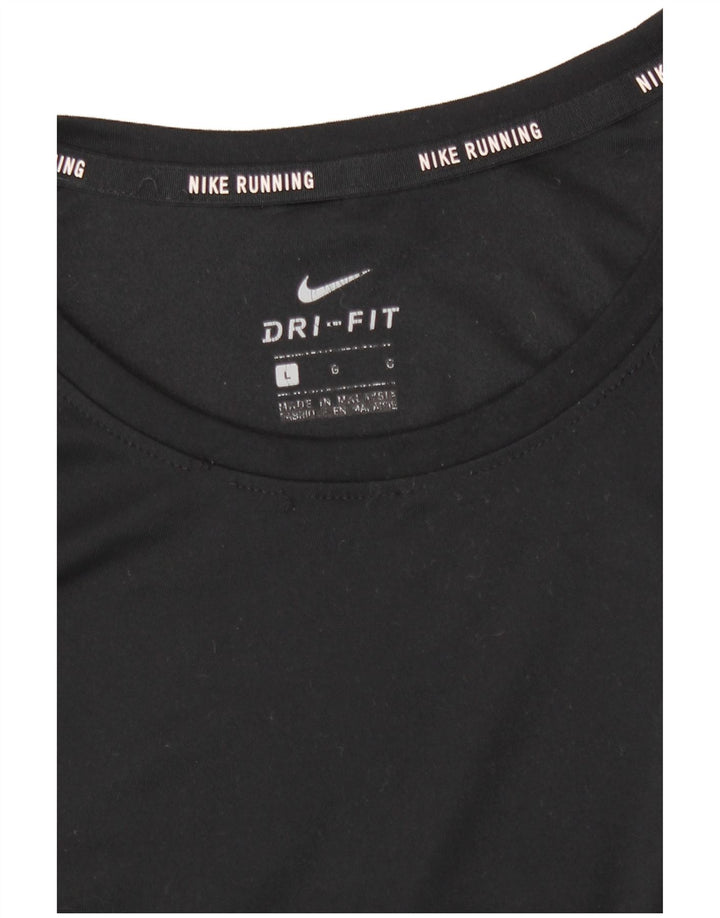 Nike Damen Dri Fit Top Langarm UK 14 Large Schwarz Polyester