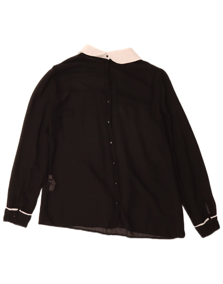 Zara Damen Hemdbluse UK 10 Small Schwarz Polyester