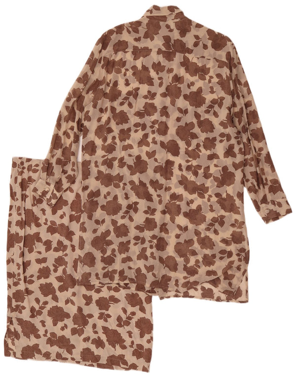 Vintage Damen Durchsichtiges 2-teiliges Rockset IT 44 Medium W32 Beige Floral
