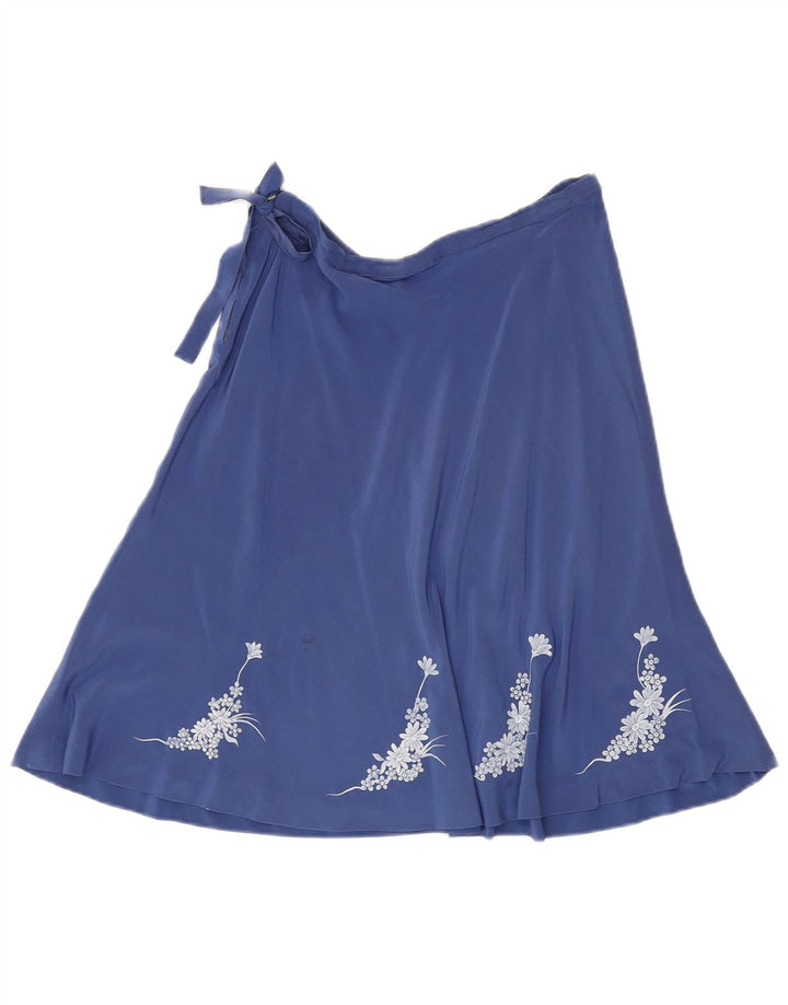 Vintage Damen A-Linie Rock W26 Kleines blaues Blumenmuster