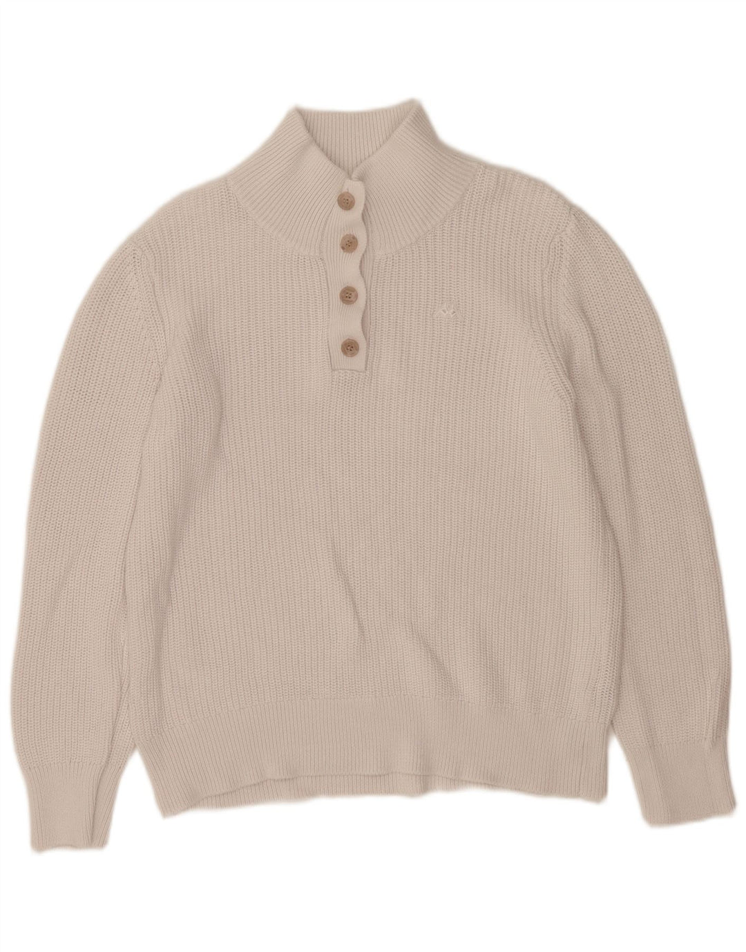 Kappa Damen-Pullover mit Knopfkragen, UK 16, Größe L, weiße Baumwolle