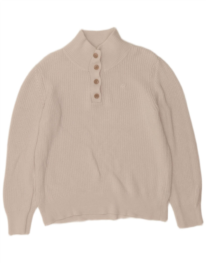 Kappa Damen-Pullover mit Knopfkragen, UK 16, Größe L, weiße Baumwolle