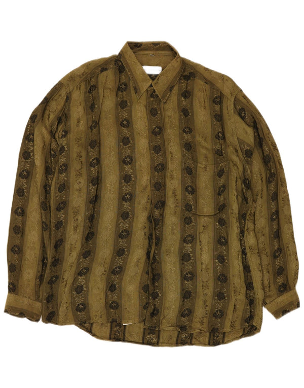 VINTAGE Herrenhemd Große Khaki-Blumenviskose