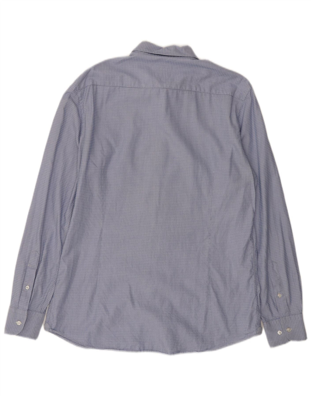 MASSIMO DUTTI Herrenhemd, groß, blaue Nadelstreifen-Baumwolle