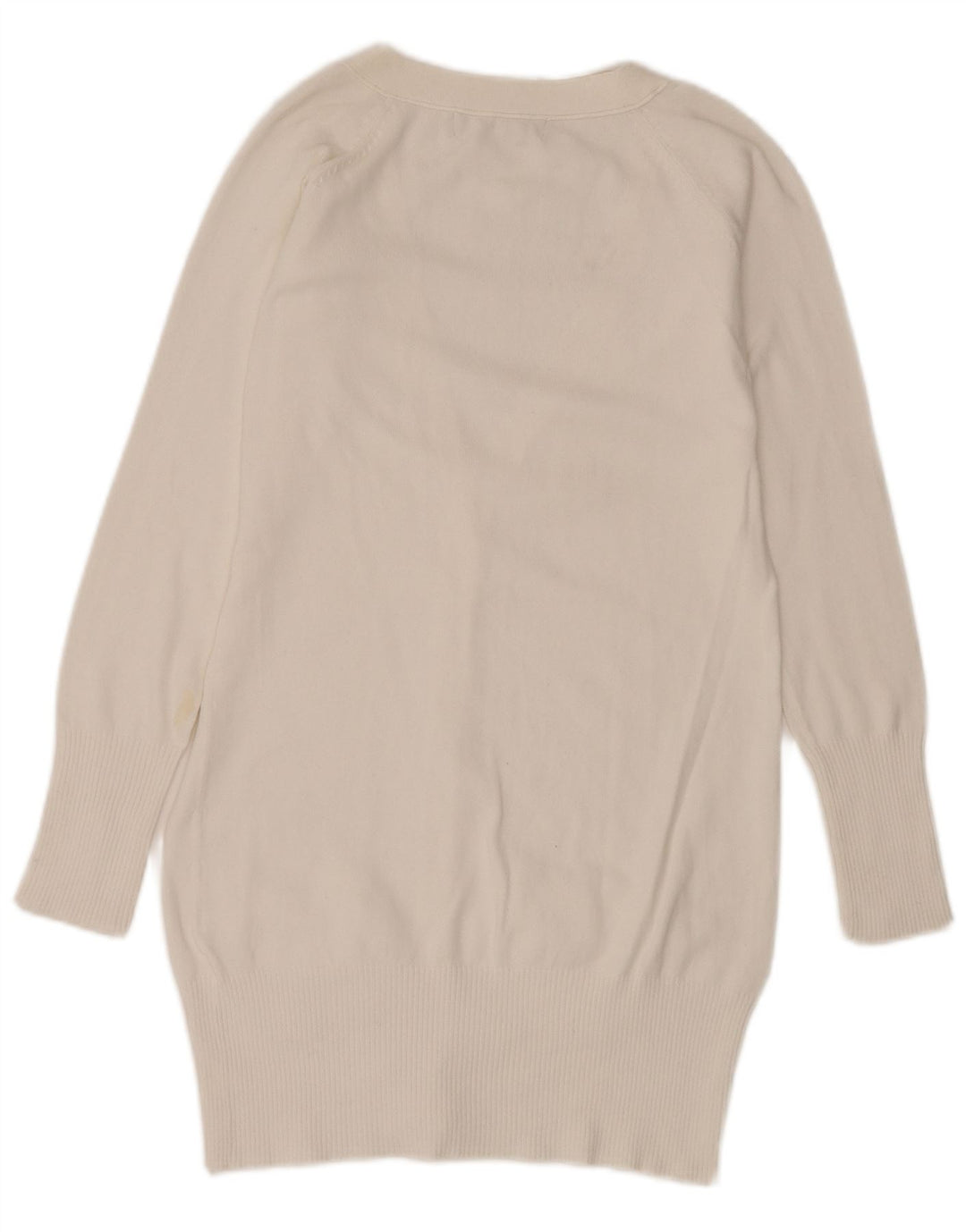 Zara Damen Longline-Cardigan-Pullover UK 12 Mittelweiße Baumwolle