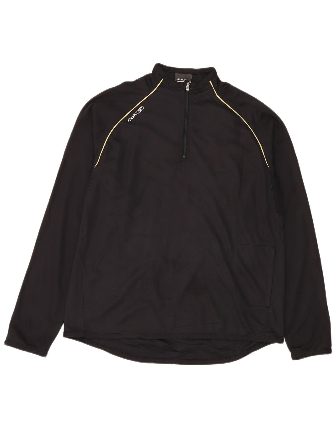 Reebok Herren-Pullover-Trainingsanzugoberteil mit Reißverschluss und Halsausschnitt, groß, aus schwarzem Polyester
