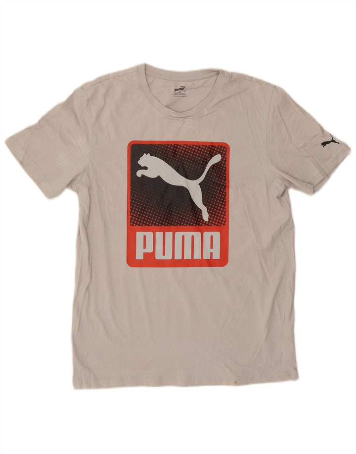 Puma Herren Grafik-T-Shirt-Oberteil aus mittelgrauer Baumwolle