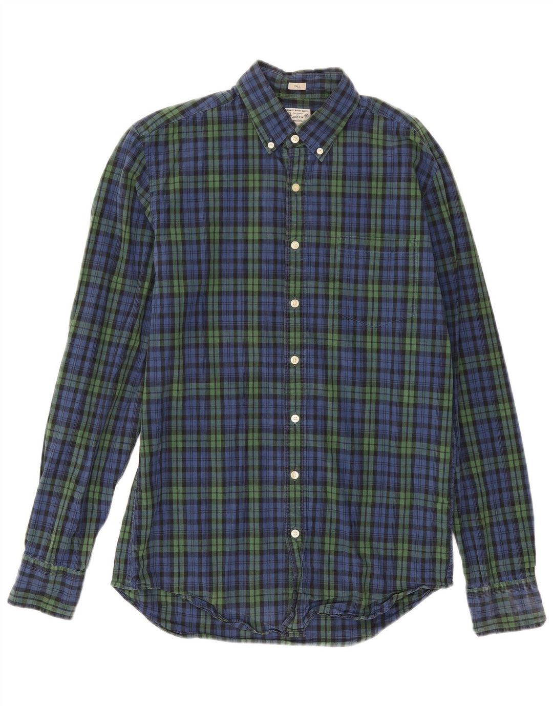 J. Crew Herren-Hemd mit taillierter Passform, mittleres Marineblau, kariert, Baumwolle