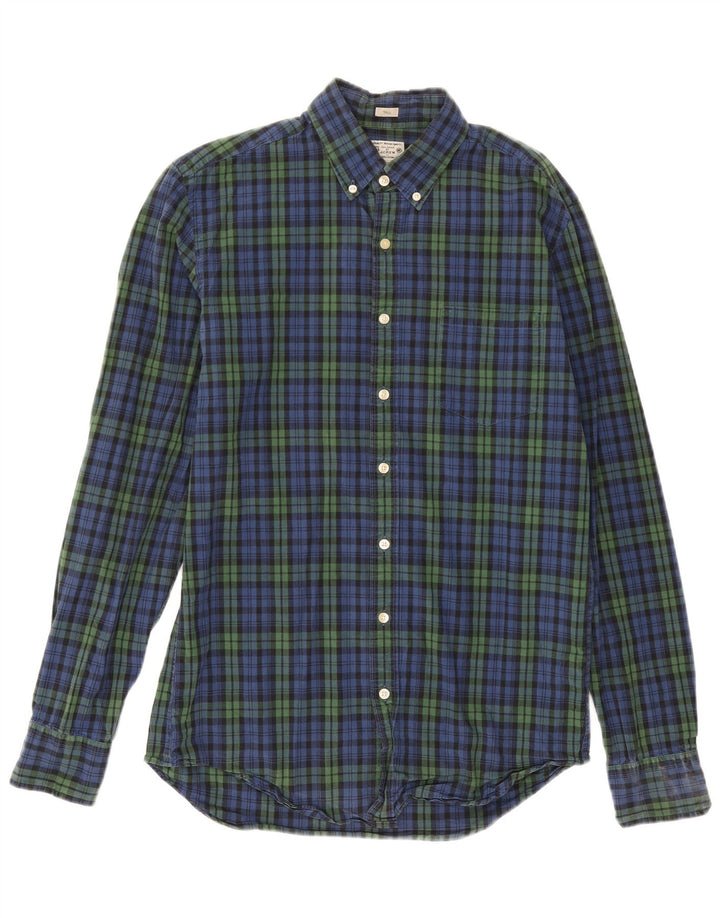 J. Crew Herren-Hemd mit taillierter Passform, mittleres Marineblau, kariert, Baumwolle