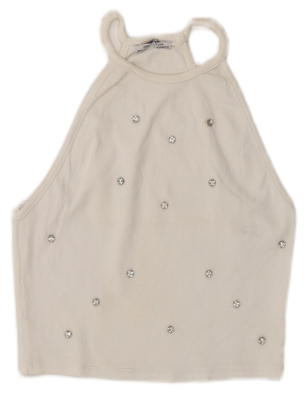 Zara Damen Crop Neckholder Top UK 8 Small Weiß