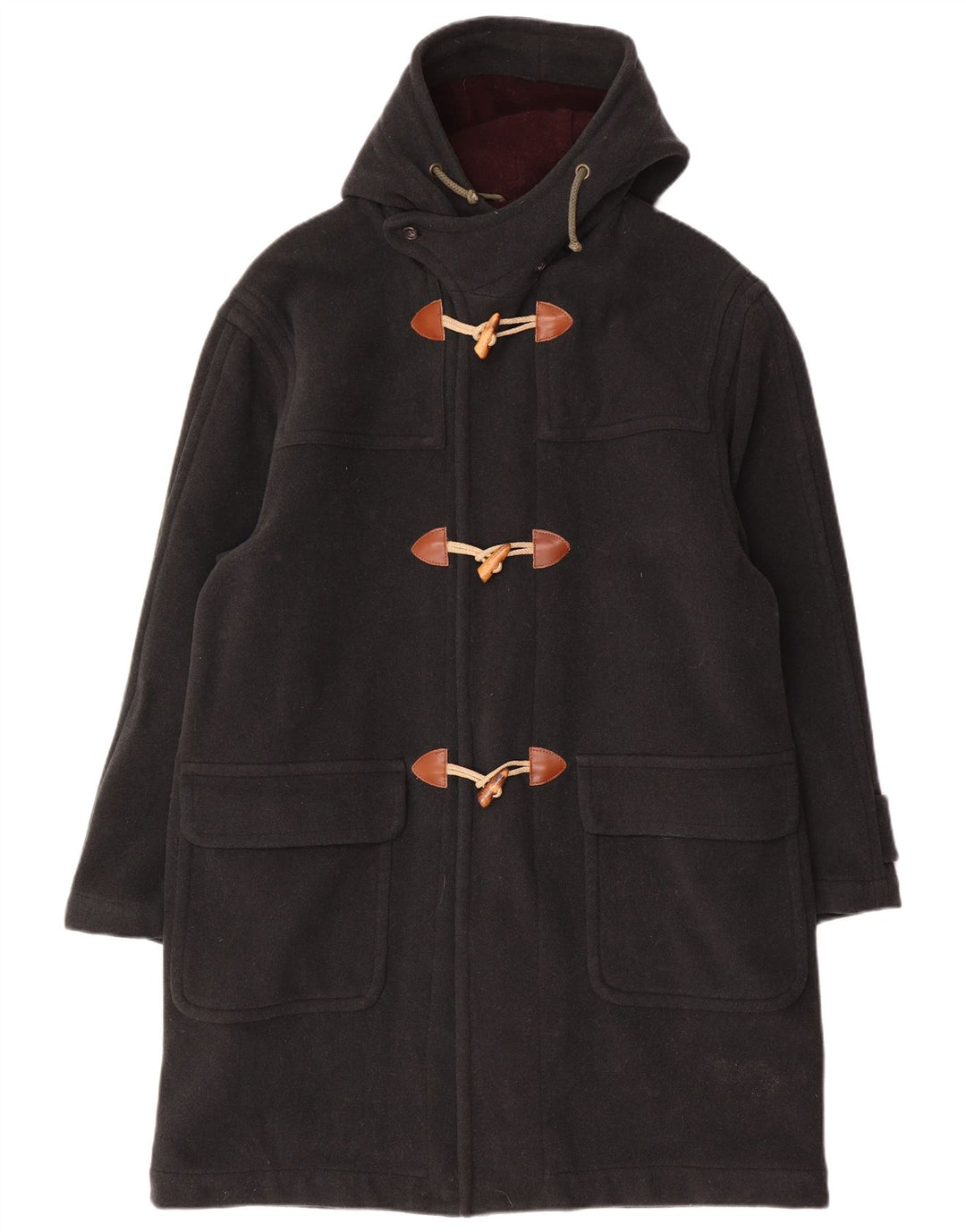 P&P People Herren-Dufflecoat mit Kapuze, UK 38, mittelgrüne Wolle