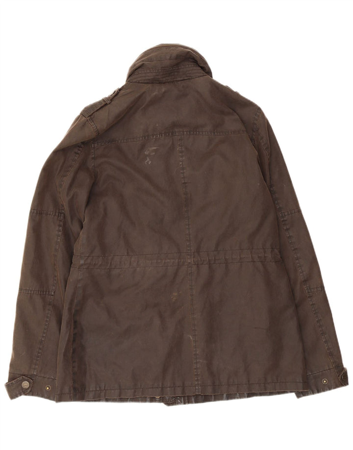 Fat Face Damen Militär-Wachsjacke mit Kapuze, UK 10, Größe S, Braun