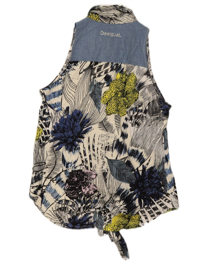 DESIGUAL Damen ärmellose Hemdbluse UK 14 Medium Mehrfarbig geblümt