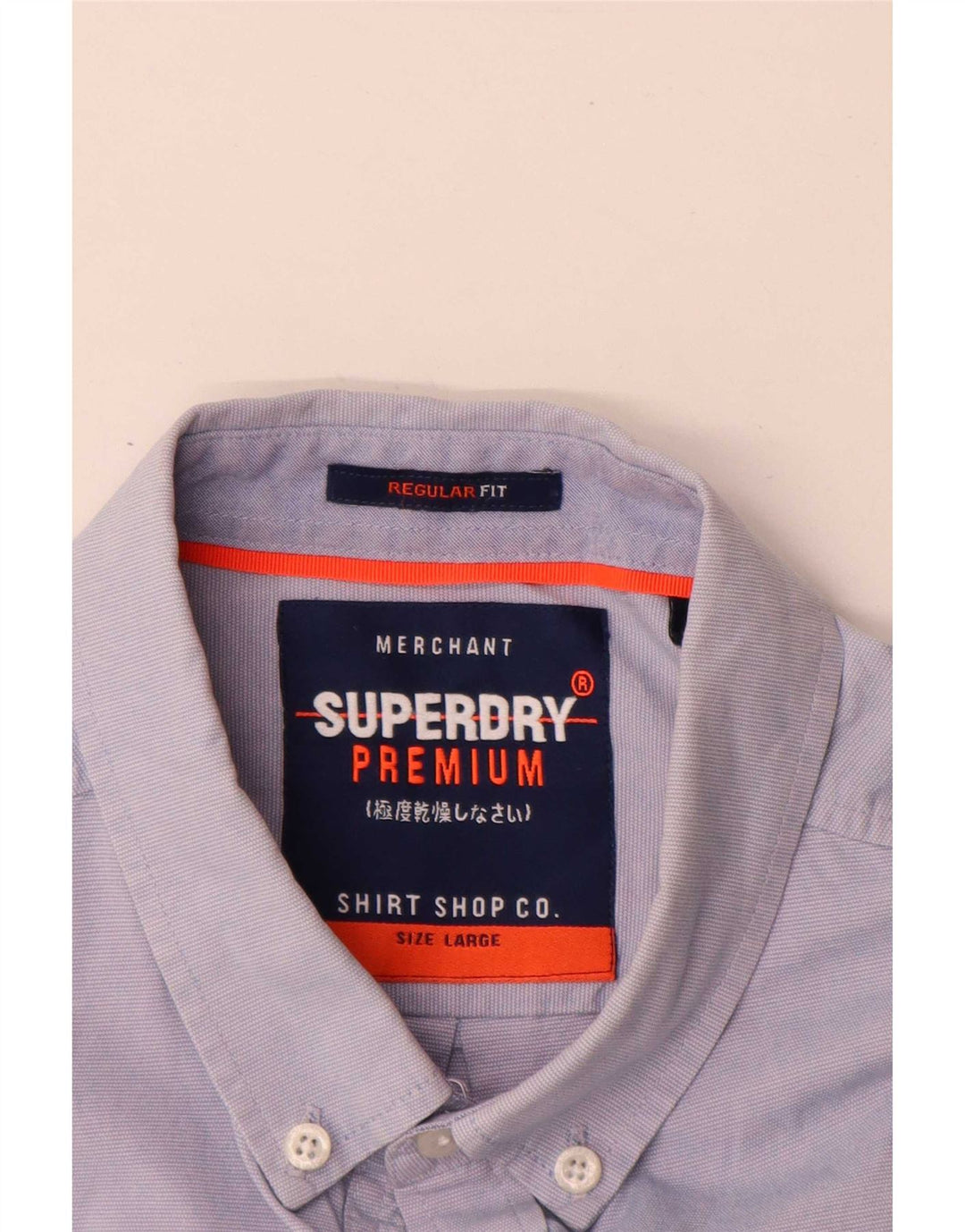 Superdry Herren Kurzarm-Hemd mit normaler Passform, Größe L, Blau