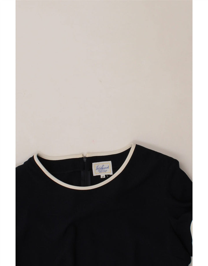 LUISA SPAGNOLI Womens Blouse Top IT 46 Large Navy Blue Polyester Vintage Luisa Spagnoli and Second-Hand Luisa Spagnoli from Messina Hembry 