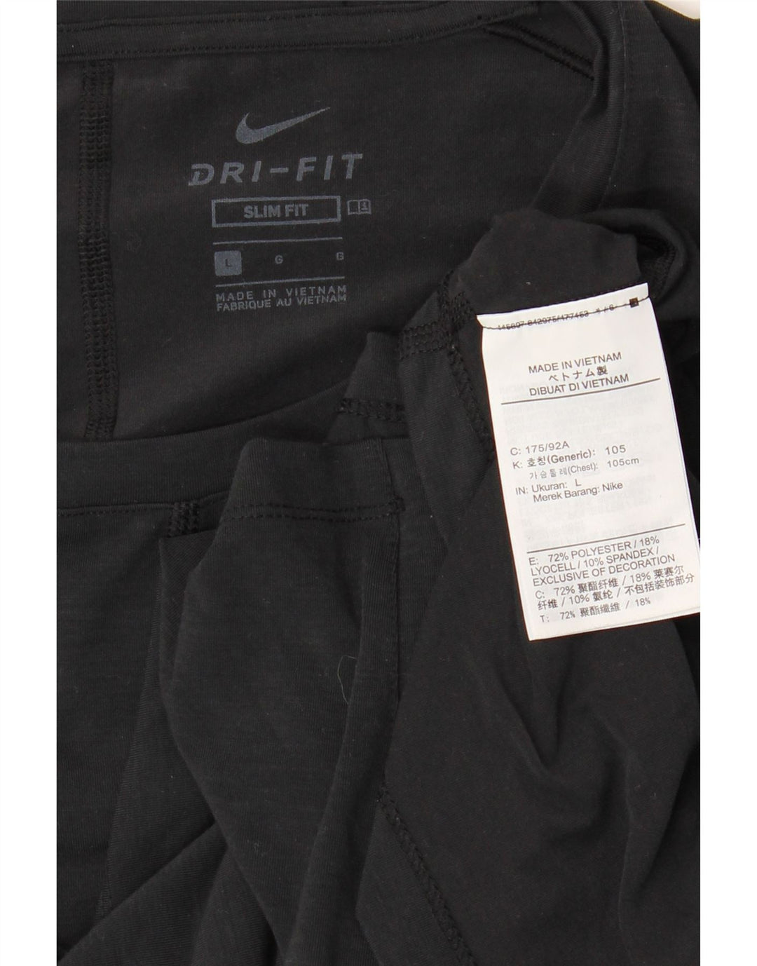 NIKE Herren Dri Fit Slim Fit T-Shirt Top Large Schwarz Polyester