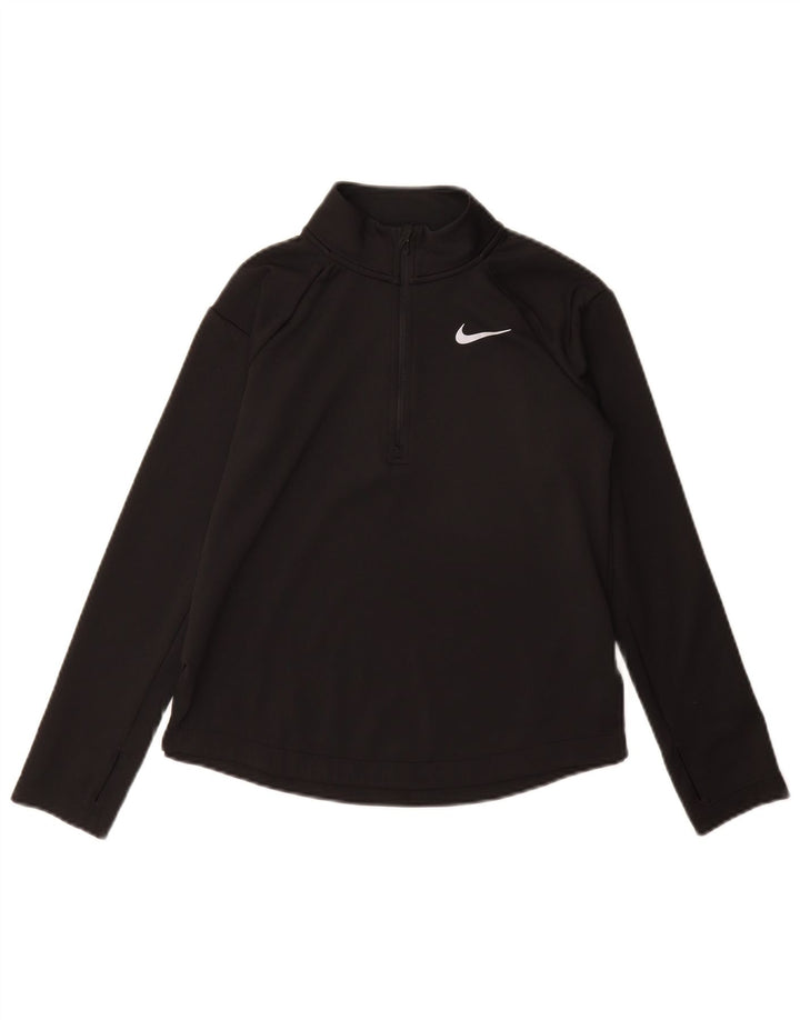 Nike Dri Fit Pullover-Trainingsoberteil für Mädchen mit Reißverschluss, 10–11 Jahre, mittelgroß, Schwarz
