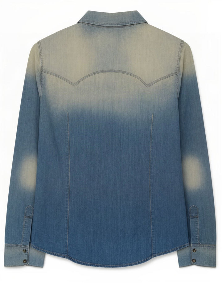 Zara Damen Jeanshemd UK 14 Mittelblaue Baumwolle