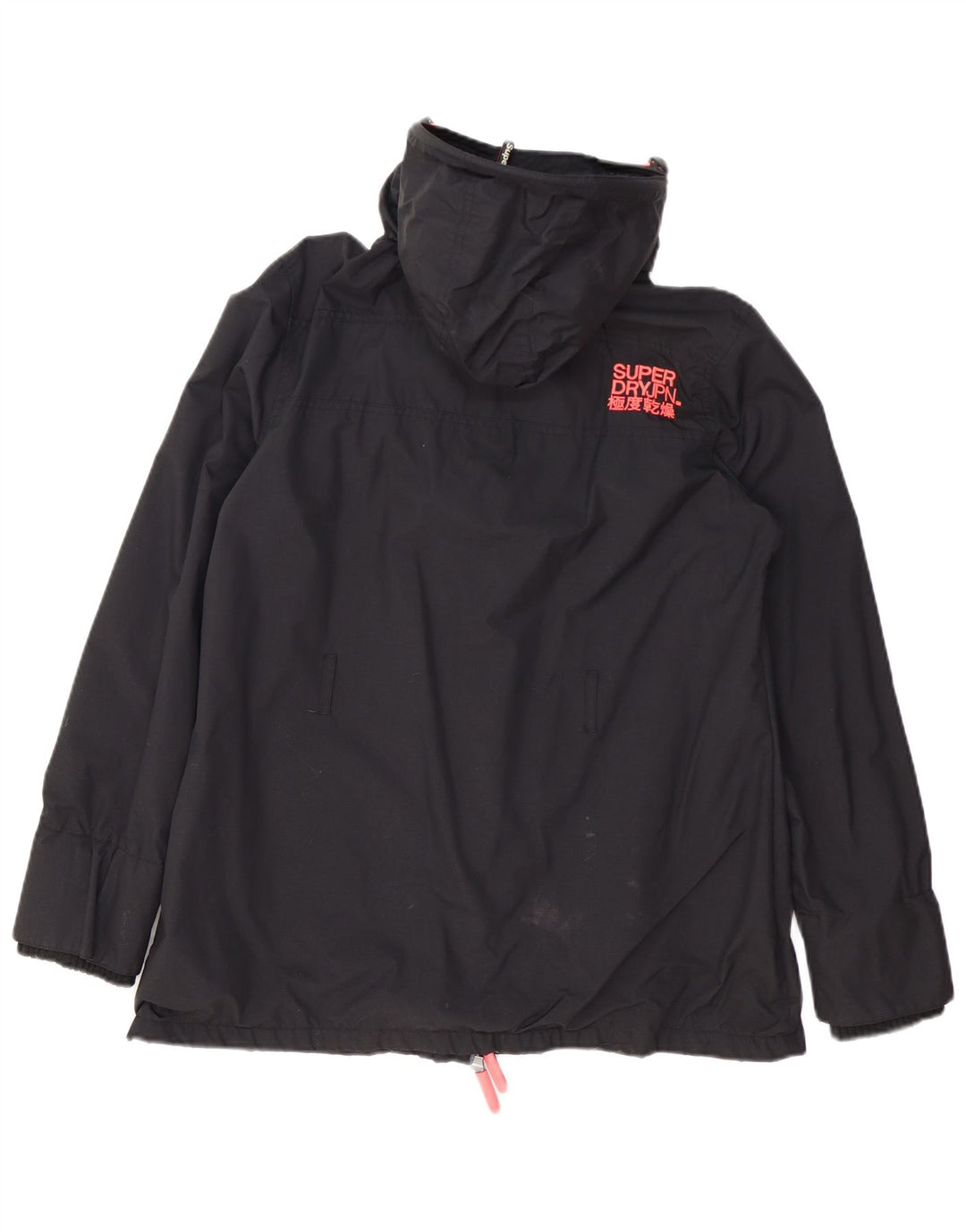 Superdry Damen The Windmac Hooded Rain Jacket UK 18 XL Schwarz Polyester