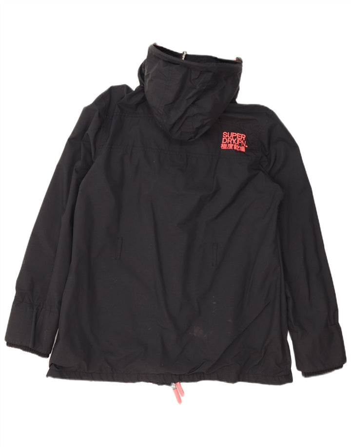 Superdry Damen The Windmac Hooded Rain Jacket UK 18 XL Schwarz Polyester