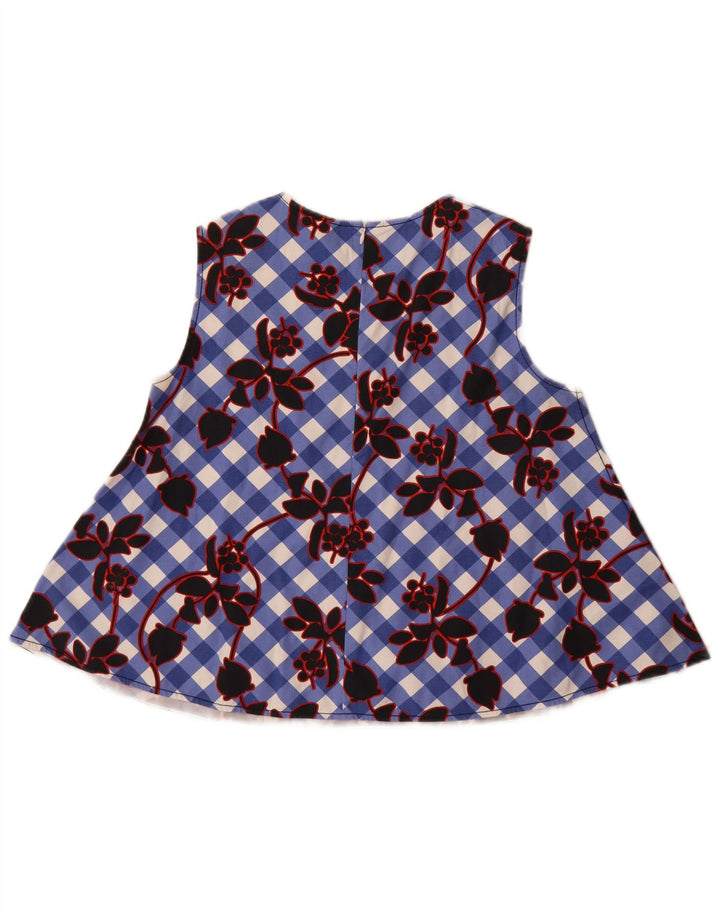 Sportmax Ärmelloses Damen-Blusenoberteil UK 12 Mittelblau mit Blumenmuster