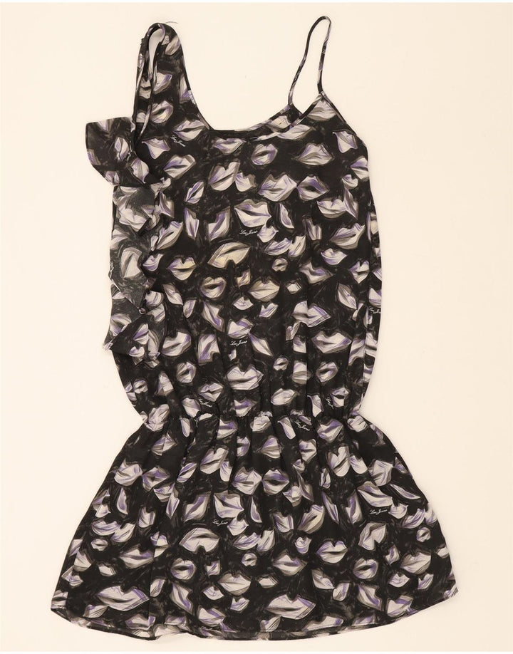 LIU JO Womens Ruffle Front Tunic Dress IT 44 Medium Black Geometric Vintage Liu Jo and Second-Hand Liu Jo from Messina Hembry 