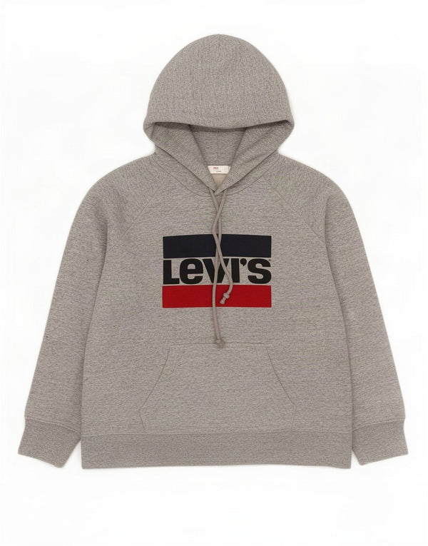 Levi's Damen Graphic Hoodie Pullover UK 14 Mittelgrau meliert