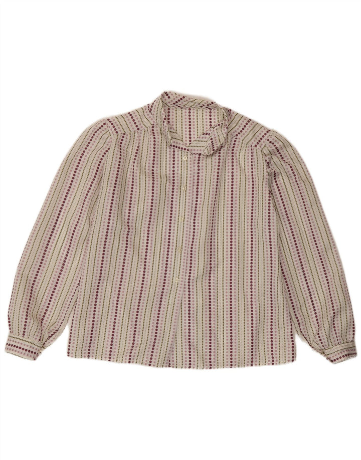 Vintage Damen Shirt UK 14 Medium Mehrfarbig gestreift