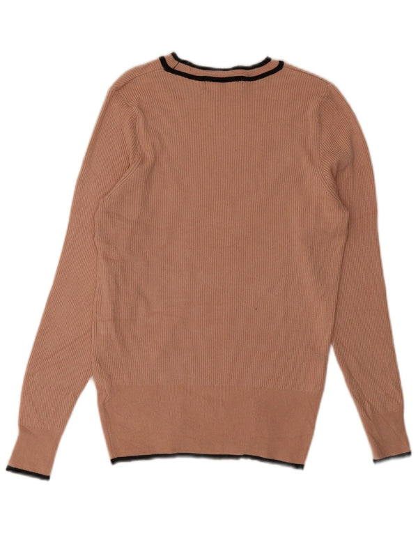 Marks & Spencer Damen-Blusenoberteil UK 14 Große rosa gestreifte Viskose