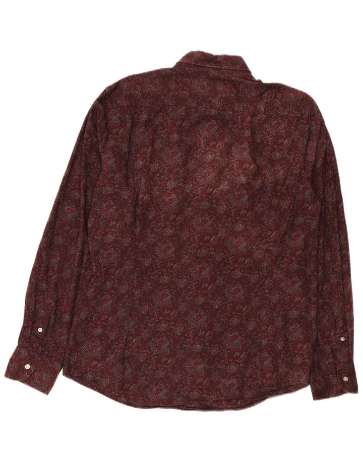 Massimo Dutti Mens Shirt Large Burgundy Paisley