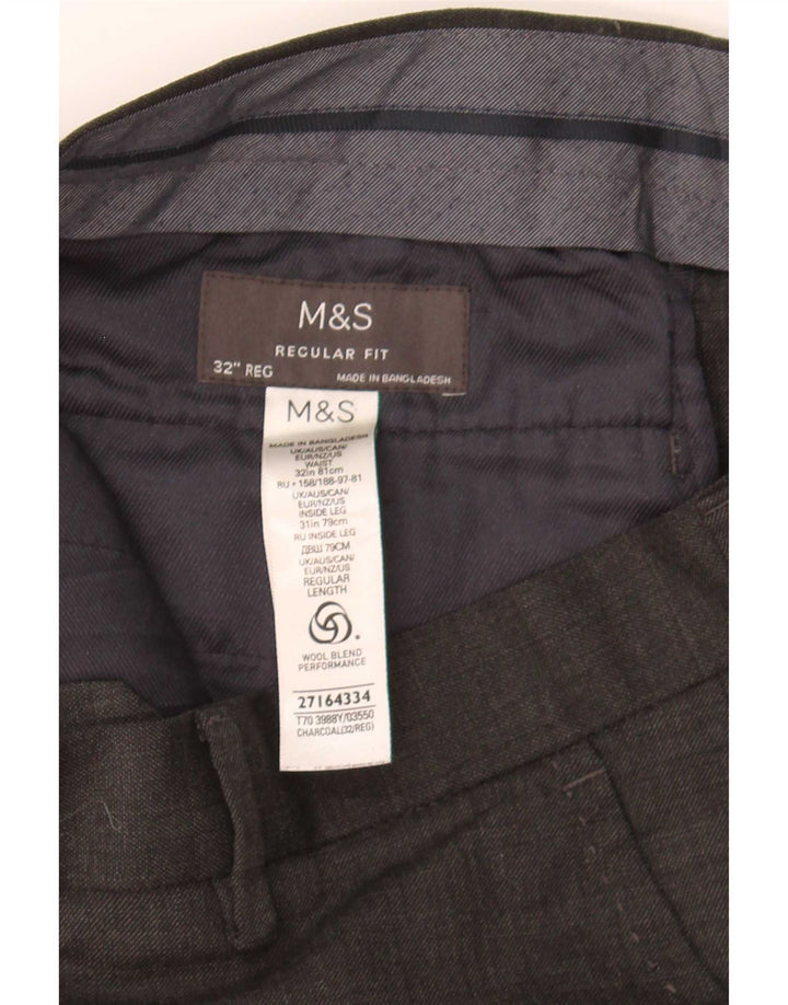 Marks & Spencer Herren-Anzughose in normaler Passform, W32, L31, graue Wolle