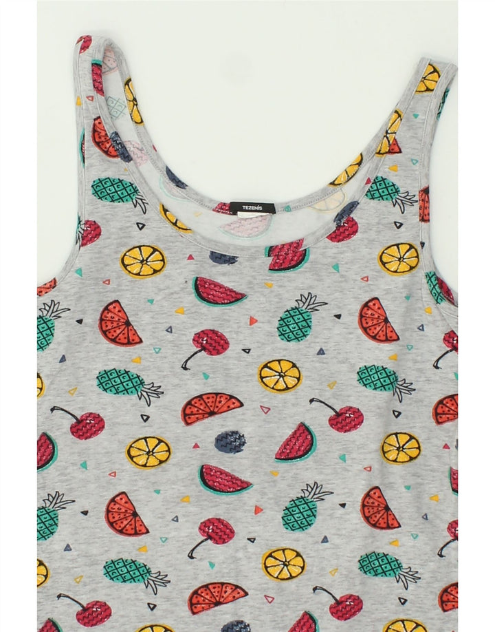 TEZENIS Womens Abstract Pattern Sleeveless Bodysuit UK 10 Small Grey Vintage Tezenis and Second-Hand Tezenis from Messina Hembry 