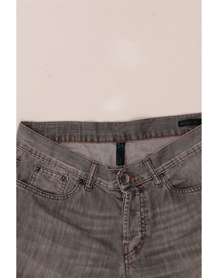 BENETTON Womens Straight Jeans W34 L33 Grey Cotton Vintage Benetton and Second-Hand Benetton from Messina Hembry 