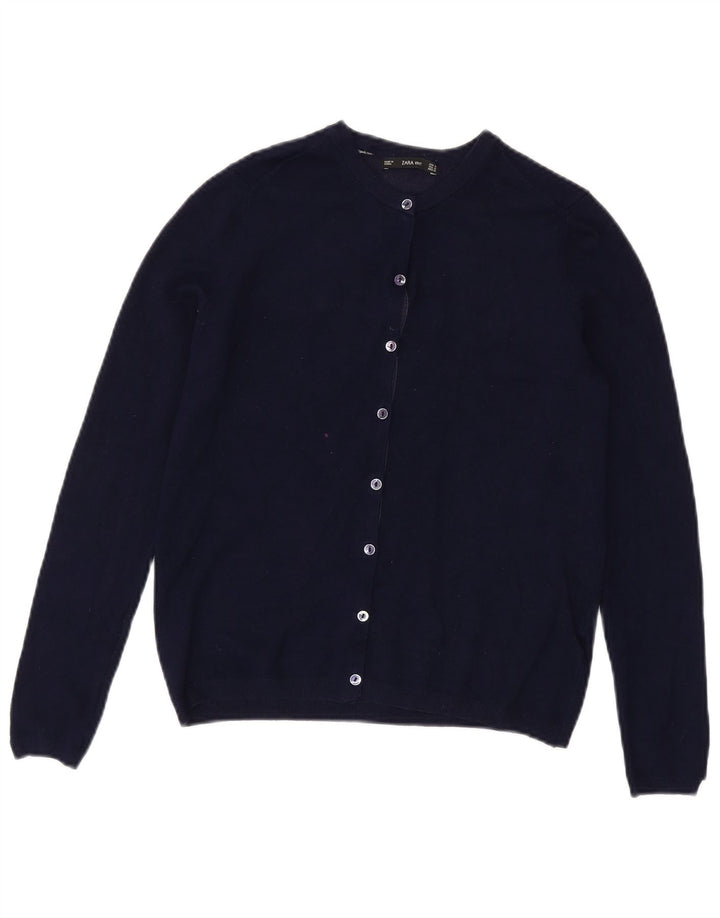 ZARA Damen Strickjacke UK 12 Medium Marineblau