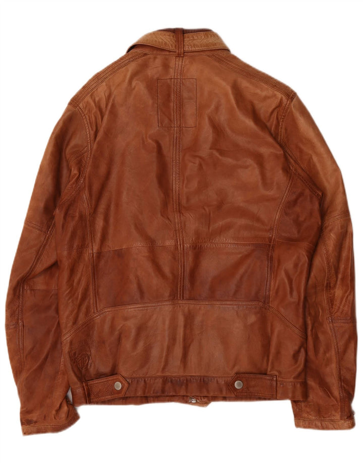 Tom Tailor Herren Lederjacke UK 40 Large Braun
