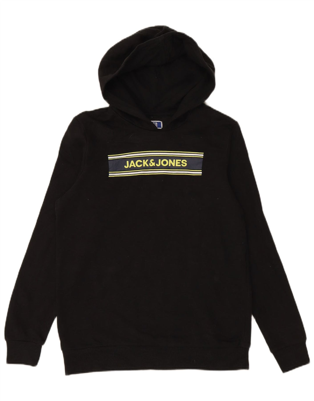 JACK & JONES Kapuzenpullover mit Grafik für Jungen, 15–16 Jahre, schwarze Baumwolle