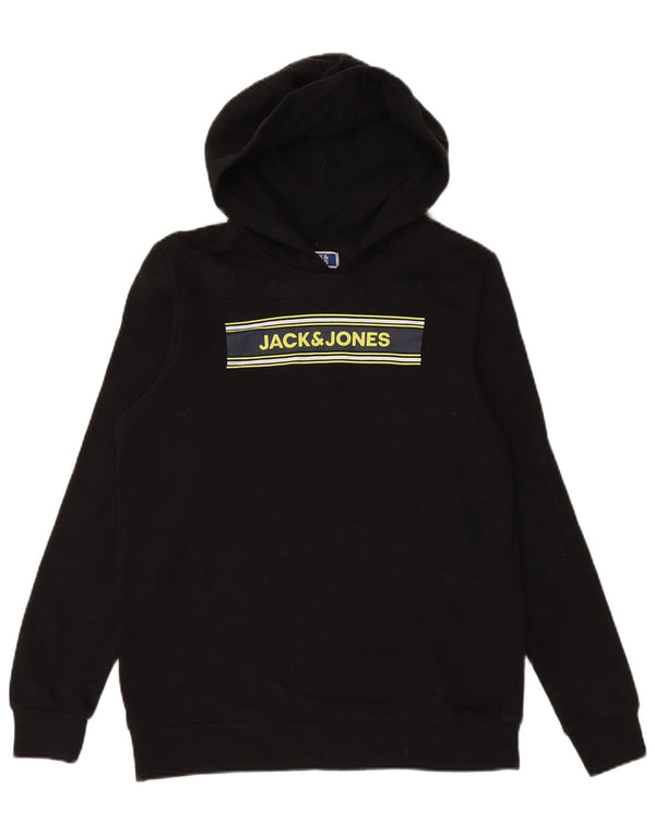 JACK & JONES Kapuzenpullover mit Grafik für Jungen, 15–16 Jahre, schwarze Baumwolle