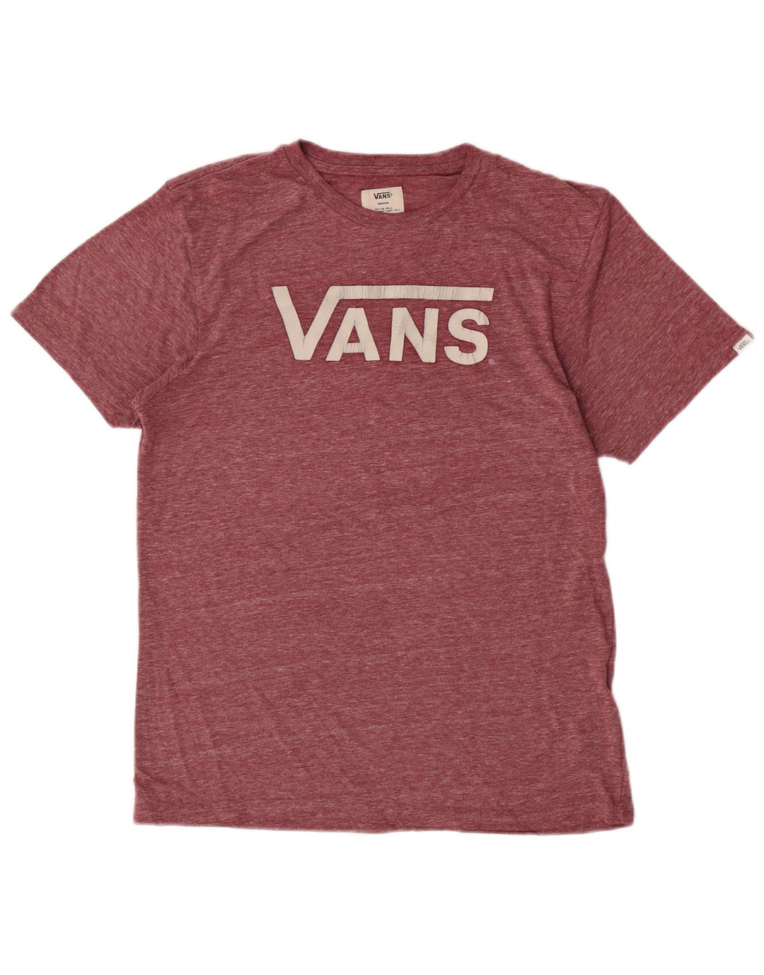 Vans Herren-T-Shirt mit Grafik, mittleres Burgunderrot, geflecktes Polyester