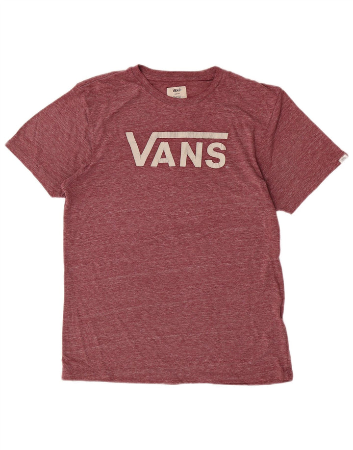 Vans Herren-T-Shirt mit Grafik, mittleres Burgunderrot, geflecktes Polyester